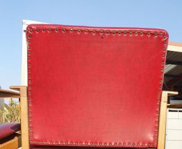  2 fauteuils  rouge 1940 a 60  ossature bois 70xprof53xlarg6