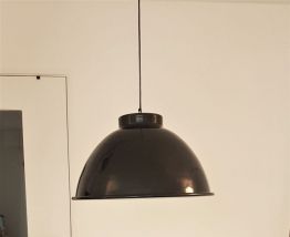 Grande lampe suspension industrielle / atelier noire - 50cm 