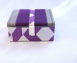 Jolie boîte en bois et tissus africain wax violet