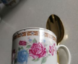 6 Tasses à café à motif floral 