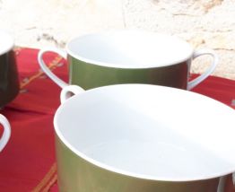 4 bols tasses 2 anses Melitta porcelaine chocolat café 