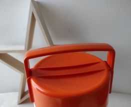 Thermos vintage fleurs beige orange année 60