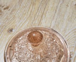 Sucrier / bonbonnière en verre rose Vintage