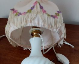 Lampe de chevet romantique, pied en verre