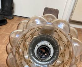 lustre 3 branches bois metal et berre