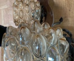 lustre 3 branches bois metal et berre