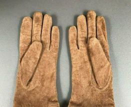 Paire de gants beiges en cuir vintage