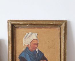 Huile sur panneau tisserande