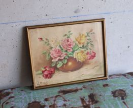 Tableau aquarelle bouquet de roses