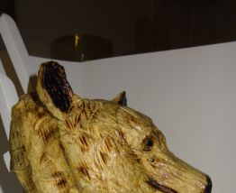 TETE D'OURS  sculture bois realisée main. 