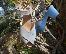 SANDALES CARLA VALDONE VINTAGE T 36 BLEU TBE