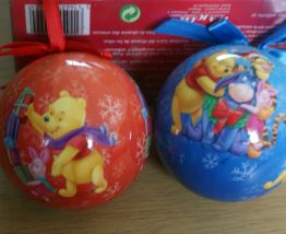 Lot de 6 boules de Noël Disney Winnie rouge bleu