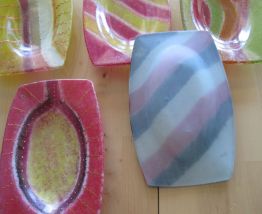 5 raviers  en verre peinte main décor unique    