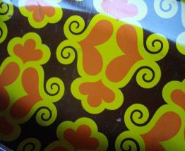 plateau vintage en metal décor psychédélique arabersque des 