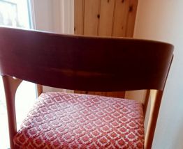 Fauteuil vintage bois assise tissu 