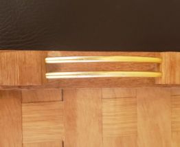 Plateau bois tressé anses dorés