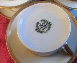 Tasses à thé et soucoupes en porcelaine blanche Limoge, lise