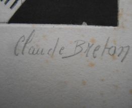 Gravure CUBISTE Signée Claude Breton 33cm x 25 cm cuvette 16