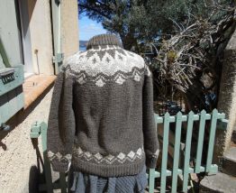 PULL NORVEGIEN T 42-44 QUASI NEUF DALE OF NORWAY GRIS MARRON