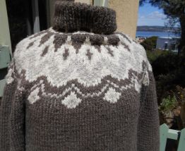 PULL NORVEGIEN T 42-44 QUASI NEUF DALE OF NORWAY GRIS MARRON