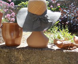 CHAPEAU CAPELINE QUASI NEUF VINTAGE 1960 1970 T 54 55 PAILLE