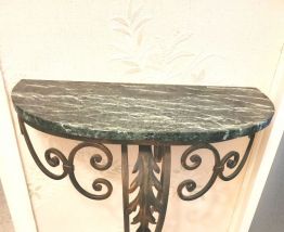 Console murale fer forgé et marbre