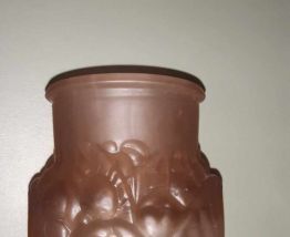 VASE ART DECO EN VERRE DECOR FLORAL 1930 GEOMETRIQUE SOUCHON