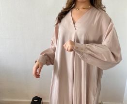 Robe longue en satin de soie