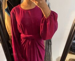 Abaya deux pièces fushia soie de medine