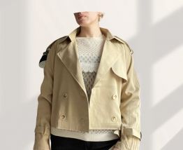 Trench crop, court, beige