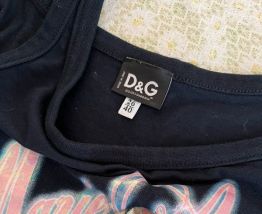 Canottiera D&amp;G nera con stampa Maria Antonietta di Francia e