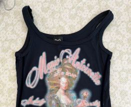 Canottiera D&amp;G nera con stampa Maria Antonietta di Francia e