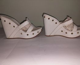 Sergio ROSSI sexy sandales blanches compensées cuir (p 37,5)