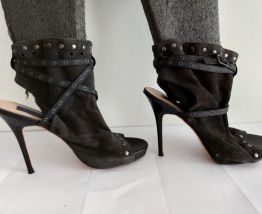 10C* Jimmy CHOO sexy sandales noires tout cuir (40)