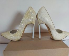235C* Casadei Blade - sexy shoes dorées paillettes 38