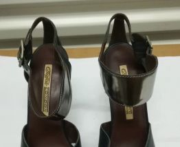 372A* Buffalo - sandales cuir bleues et argent (38)