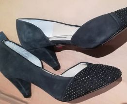 933* ZARA - jolis escarpins gris strass (36)