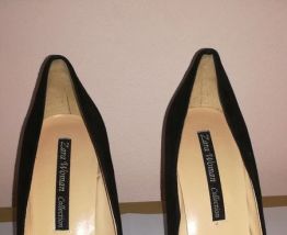 526A* ZARA sexy escarpins noirs peep toe high heels (39)