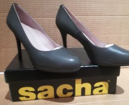 173A* Sacha premium - sexy escarpins gris cuir (40)