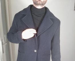 Superbe manteau long homme zara marine foncé 54% laine