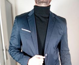 Élégante veste costume marine homme 97% cotton