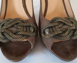 769A* GUESS sexy escarpins taupe cuir (39,5)