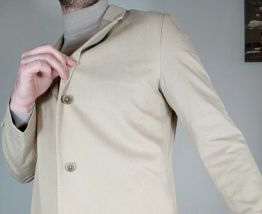 Superbe pardessus homme mango beige taille S 51% cotton