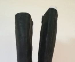 766A* très jolies bottes noires cuir (38)