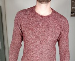 Superbe pull homme devred taille M bordeaux/blanc avec cotto