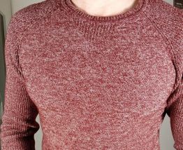 Superbe pull homme devred taille M bordeaux/blanc avec cotto