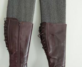 225C* très jolies bottes brunes en cuir (37)