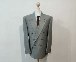 Prodigieux costume croisé gris en laine