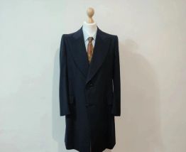 Super manteau croisé bleu marine en laine