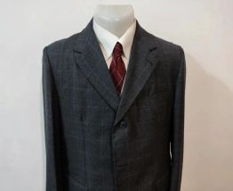 Petit costume gris a carreaux bleu